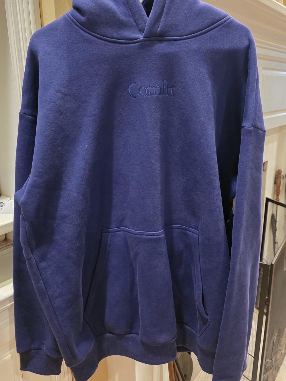 Comfrt Women's Indigo Pullover Hoodie with Embroidered Logo